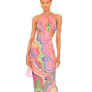 TESHA MESH MIDI DRESS MULTICOLOR